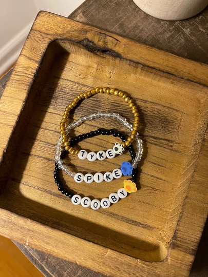 Pet Name Beaded Bracelet, Custom Personalized Dog Cat Bracelet