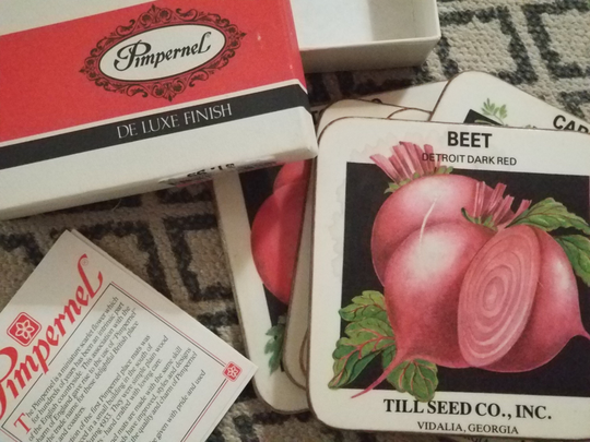 Vintage Set Of Vegetable Coasters Boho Coaster Plant Lady Garden Gift
