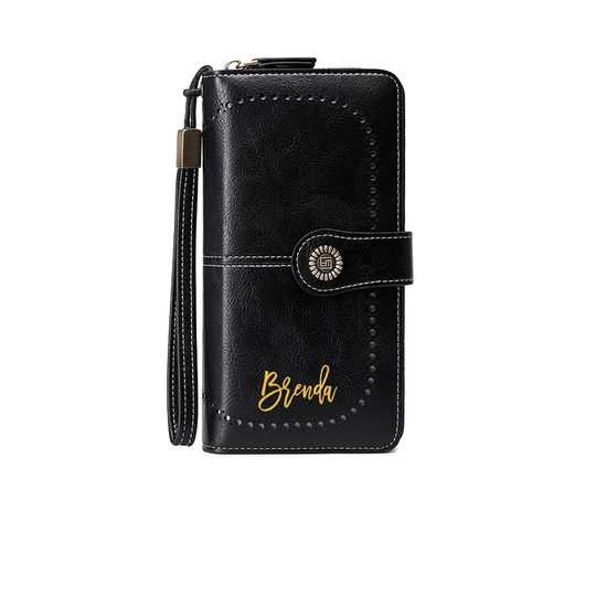 Multifunctional Long Wallet, Women Bifold Personalized Bridesmaid Clutch, Rfid Leather Utility Wallet