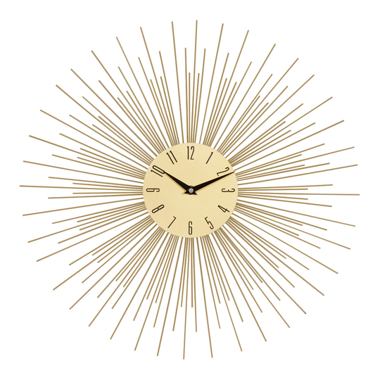 Round Gold Boho Sunburst Wall Clock - Metal - Small by World Market