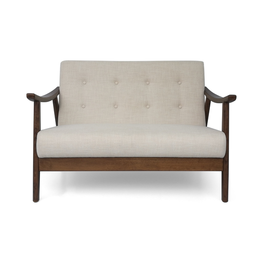 Best Selling Home Decor Hegel Midcentury Beige Polyester/Blend Settee in Off-White | 305853