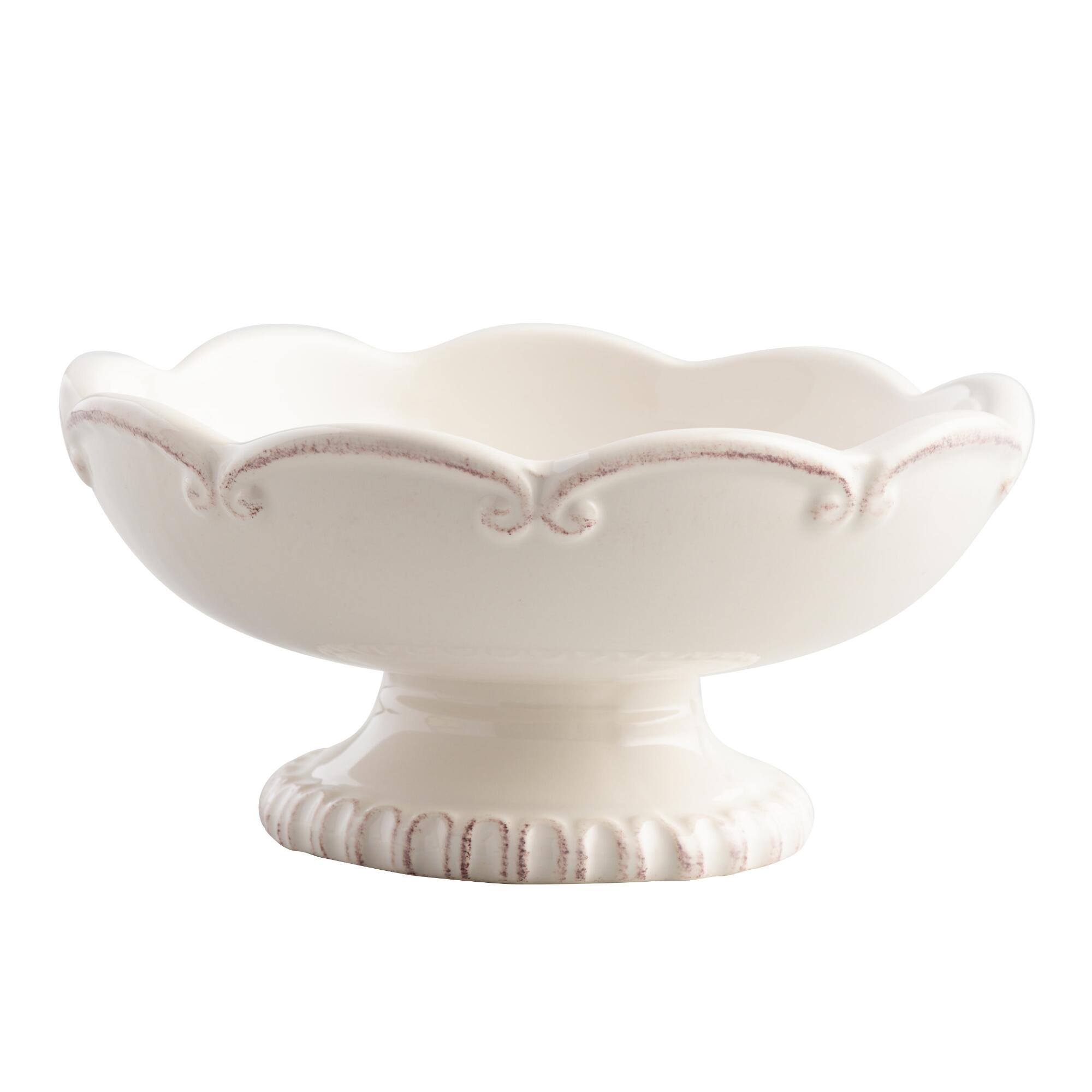 White Ceramic Pedestal Trinket Dish by World Market