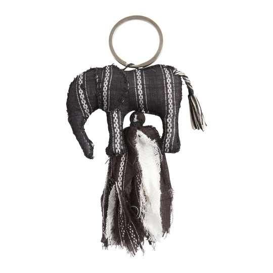Upcycled Fabric Elephant Silaiwali Keychain: Multi by World Market