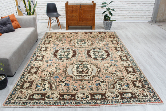 7X10 Romanian Masterpiece Rug, 7'3" X 9'6" Vintage Rug, Living Room Hand Woven 00020915