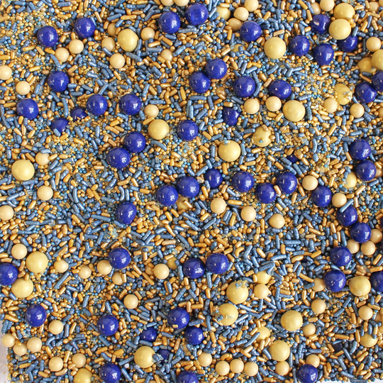 Navy Blue & Gold Sporty Sprinkles, Football, Basketball, Baseball, Sports Team Decorations, School Spirit, Cake Decoration, Cupcake Toppers