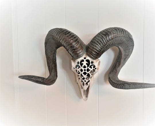 On Sale Carved Ram Skull, Resin, Collectable. Wall Hanging