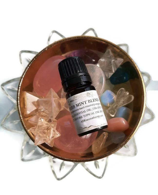 Herb Mint Essential Oil Blend. Peppermint, Rosemary, Basil, Garden Herbs. 5 Ml