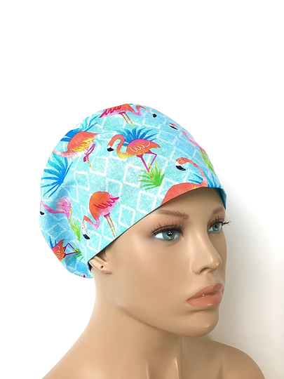 Bright Flamingos Womens Adjustable Scrub Cap/Euro Cap/Surgical Hat/Vet Chemo Chef Hat/L&d Icu Ccu Crna Er Trauma Hat