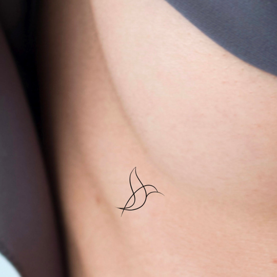 Hummingbird Line Tattoo/Humming Bird Temporary Tattoo Small Tiny Simple Basic