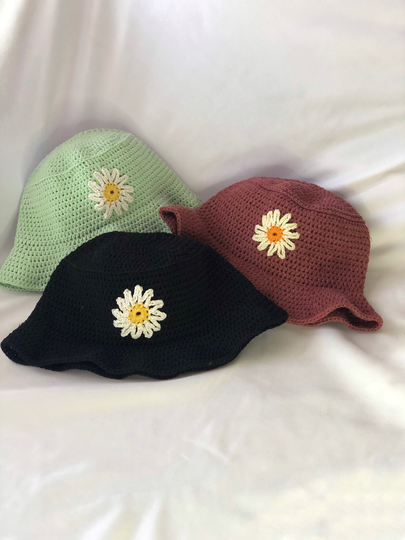 Daisy Bucket Hat Y2K Vintage Retro Festival Look With Different Color Options Crochet Handmade