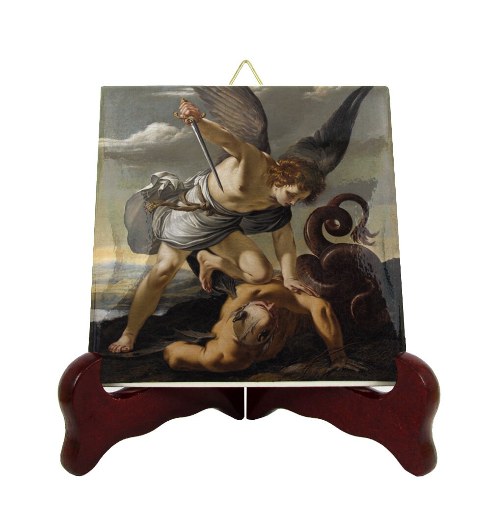 Saint Michael The Archangel - Icon On Tile St Art Angels Angel Spiritual Gifts