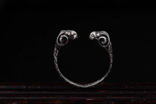 sterling Silver Ram Ring-Double Goat Head Ring-Aries Zodiac Sign Ring-Gothic Rings-Roman Aries Ring-Ancient Greek Inspired Ring