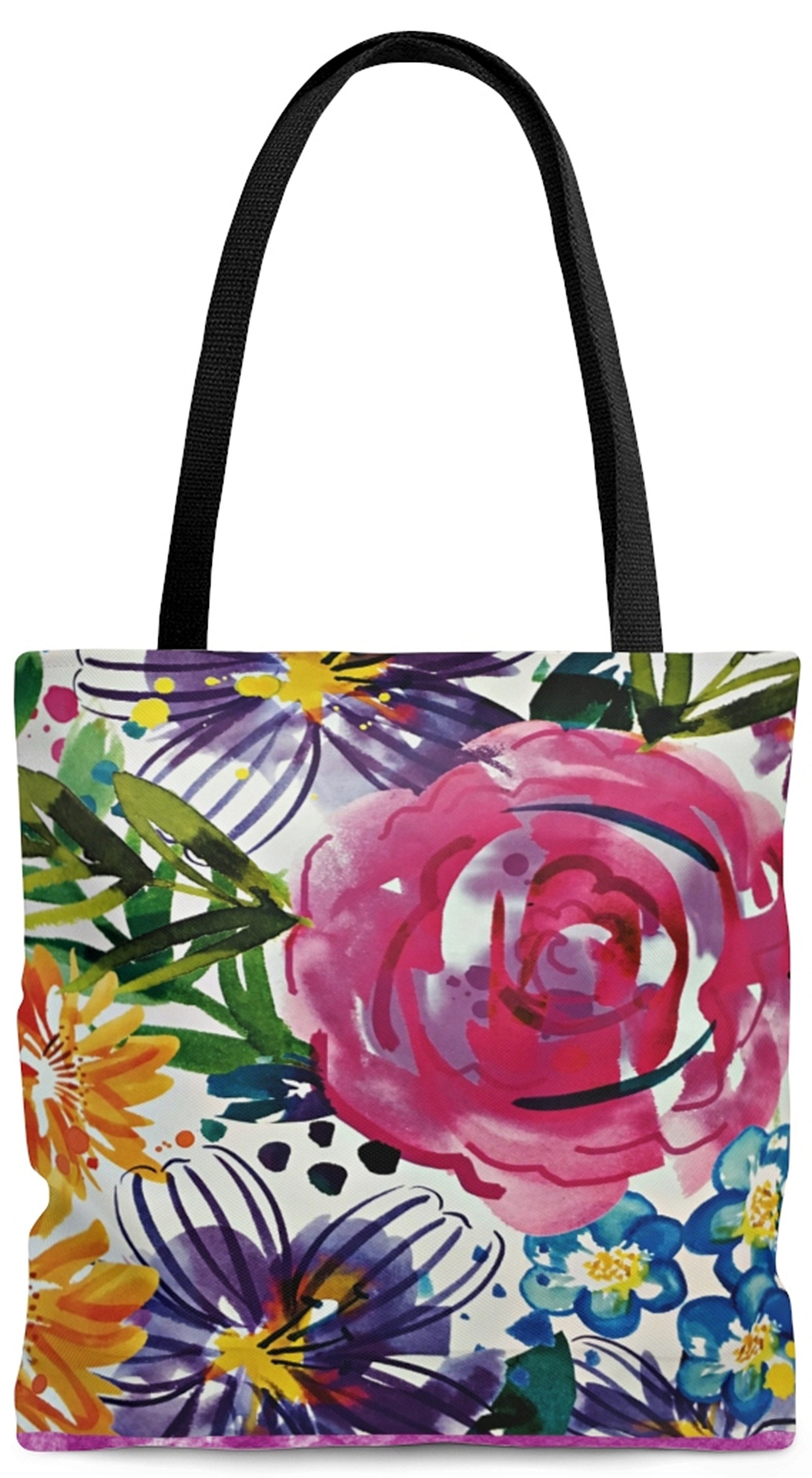 Tote Bag, Tropical, Watercolor, Flowers, Totes, Bags, Bride Tote, Bridesmaid Tote, Graduation, Gift, For Mom, For Her, Beach Bag, Sizes, Color