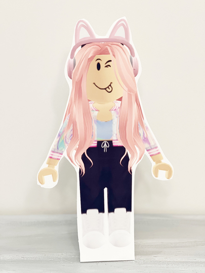 Roblox Pink Girl | Aesthetic Girl Cutout| Cutout| Self Standing Party Prop