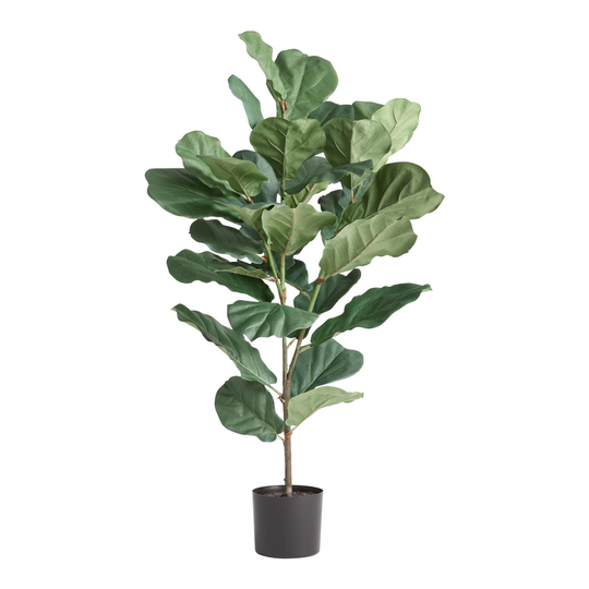 Faux Fiddle Leaf Fig Tree 48 Inch: Green - Plastic by World Market