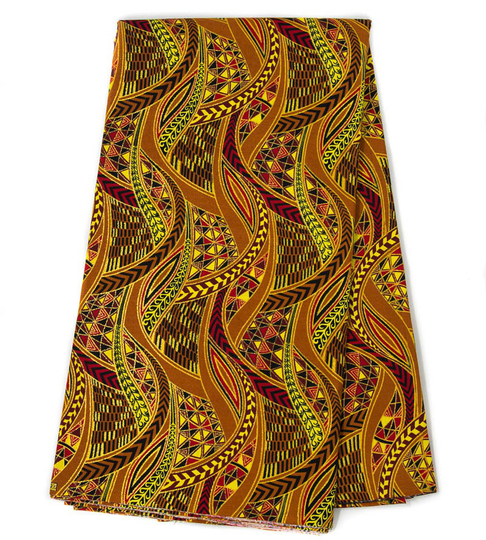 Glitter African Fabric/ Brown/Red Metallic Fabric Wp1537