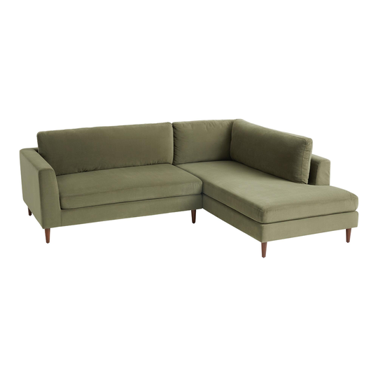 Sage Green Velvet Right Facing Camile Sectional Sofa - Polyester by World Market