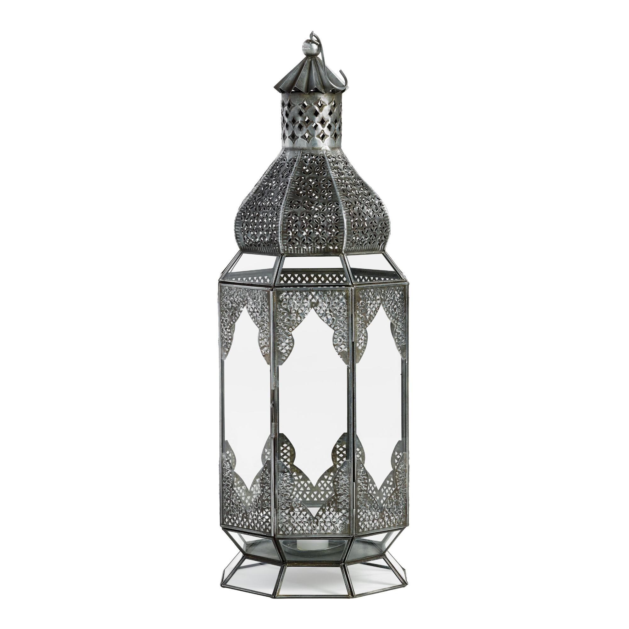 Extra Large Antiqued Zinc Latika Lantern - Glass by World Market