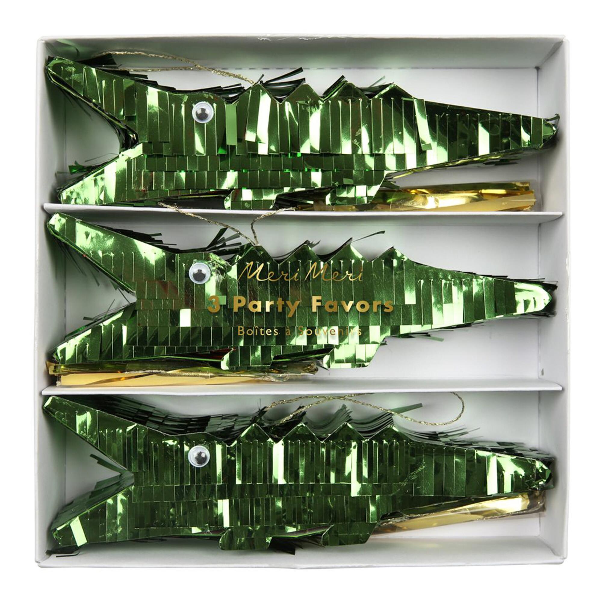 Meri Meri Crocodile Pinata Party Favor 3 Pack: Green - Paper by World Market