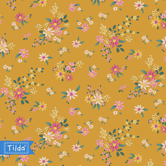 Tilda Chic Escape Daisyfield Blender Mustard Yardage By Norwegian Designer Tone Finnanger