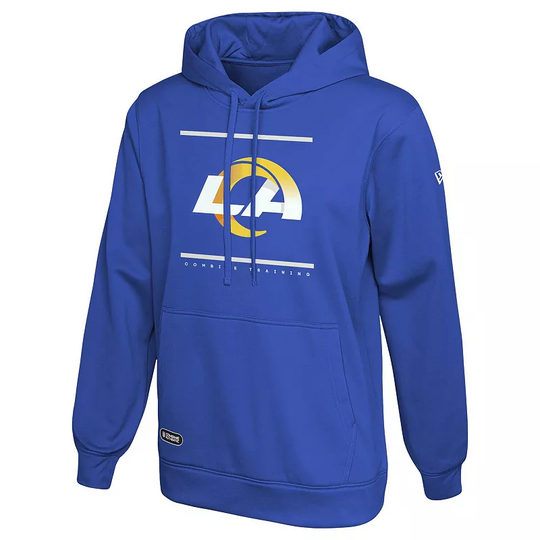 Men's New Era Royal Los Angeles Rams Combine Authentic Split Defense Pullover Hoodie, Size: 2XL, Blue