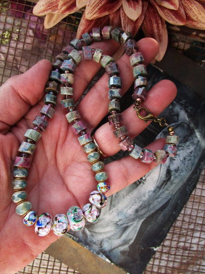 Necklace, Handmade, Natural Ruby Kyanite Beads, Gift For Her, Boho Gemstones