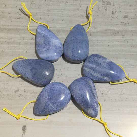 Natural Blue Coral 23-27x38-43mm Teardrop Pendant 1.5Mm Hole | 1Pc