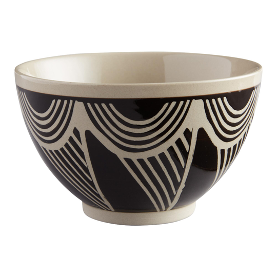 Black And Sand Two Row Wax Resist Noodle Bowl by World Market