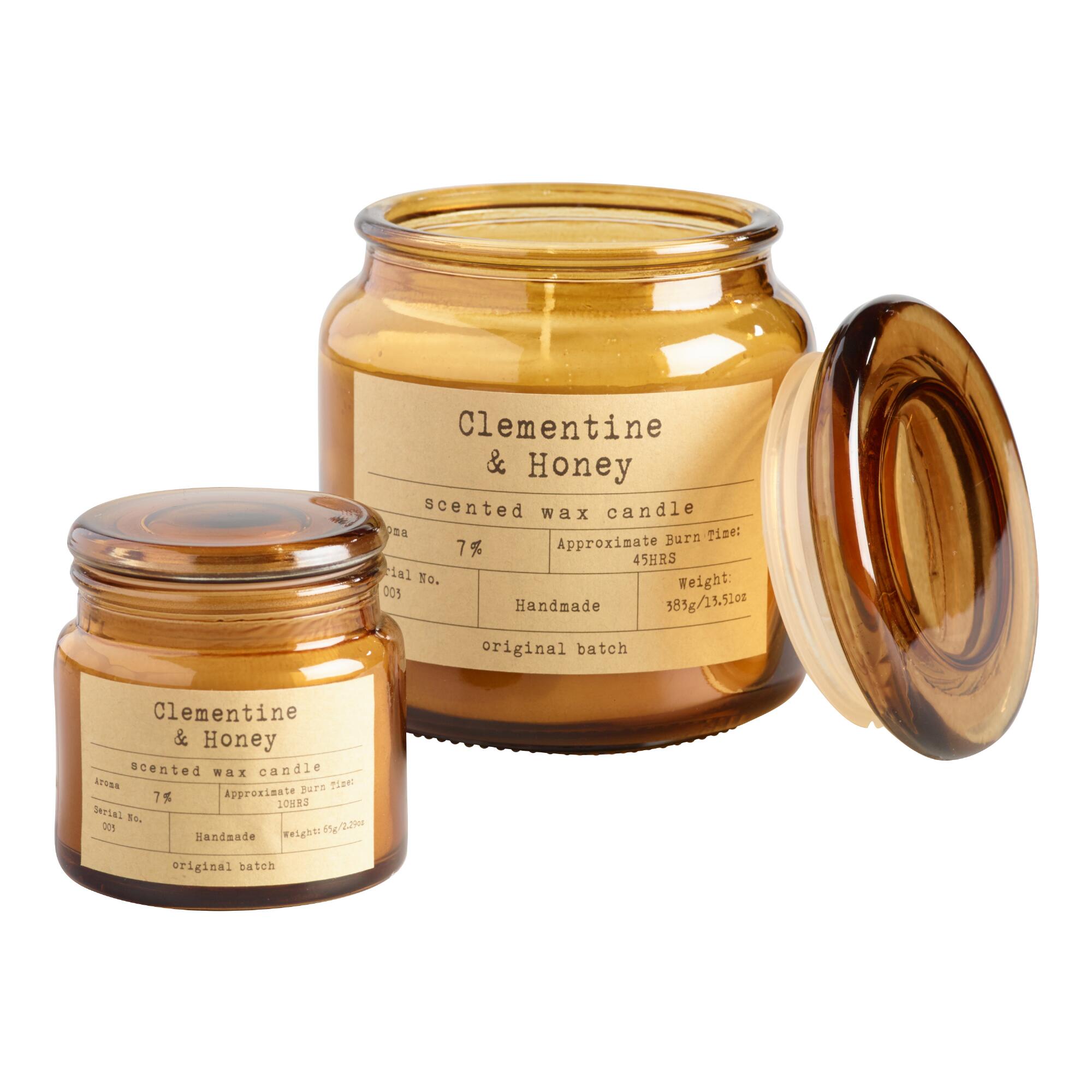 Clementine & Honey Apothecary Scented Candle: Blue/Brown/Gray/Pink by World Market