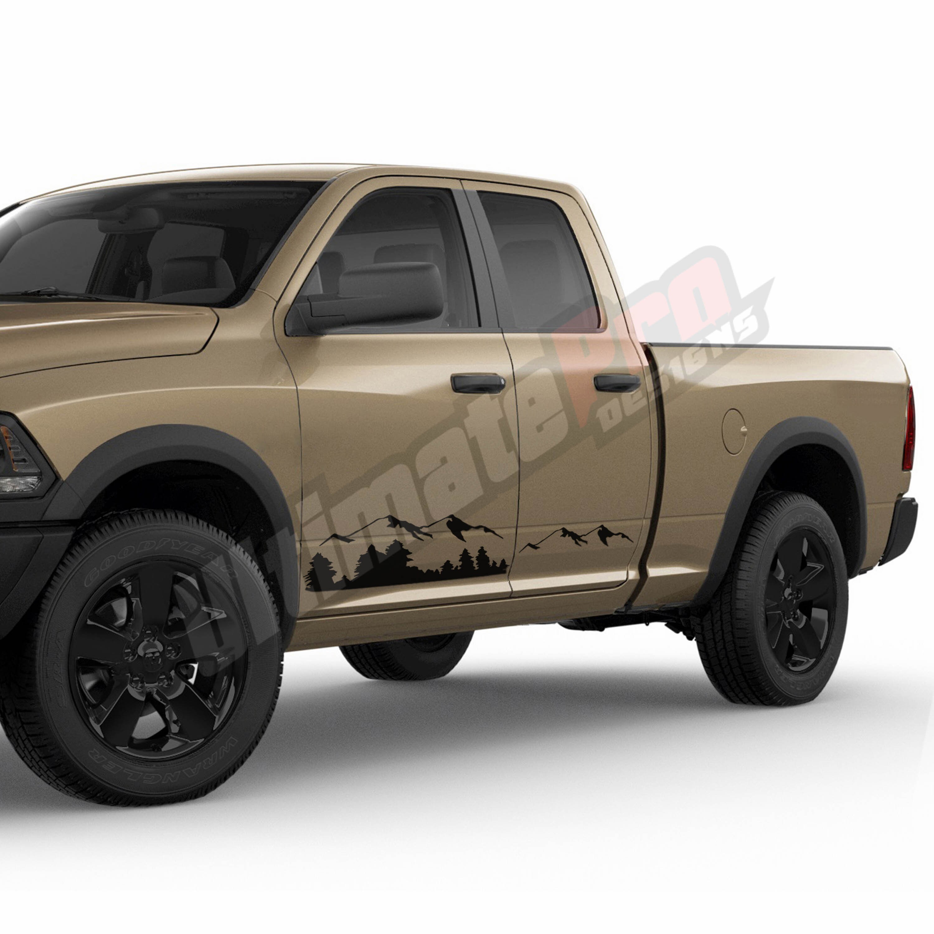 Mountains 4x4 Decal Sticker Vinyl Compatible With Dodge Ram Quad Cab Laramie Longhorn Srt8 1500 2017 2018 2019 2020 Left Right Door