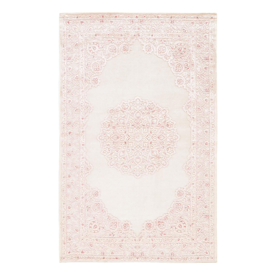 Pale Pink And White Medallion Hasna Area Rug: Gray - 5' x 8' by World Market