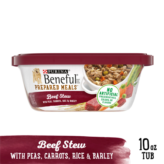 Purina Beneful High Protein Gravy Wet Dog Food Tub - Prepared Meals Beef Stew, 10 oz