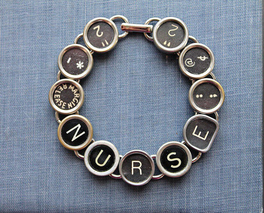Typewriter Key Bracelet Jewerly Made With Typewriter Keys Nurse