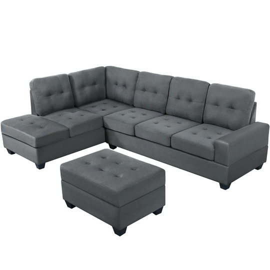 CASAINC Sofa Modern 3-Piece Polyester/Polyester Blend Gray Living Room Set | OR-SG000098AAA