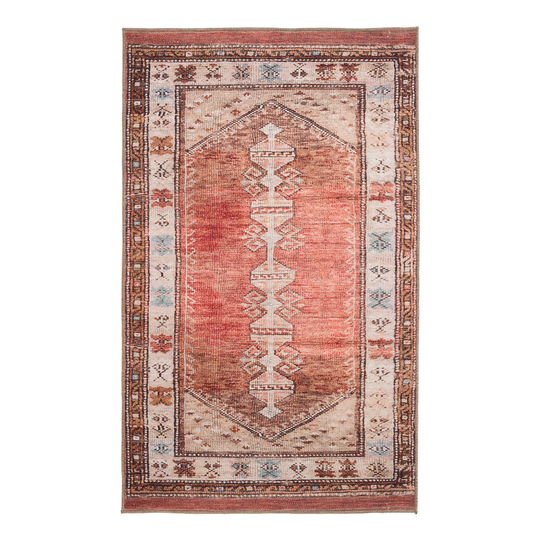 Terracotta and Beige Persian Style Izmir Area Rug - Polyester - 2' x 3' by World Market