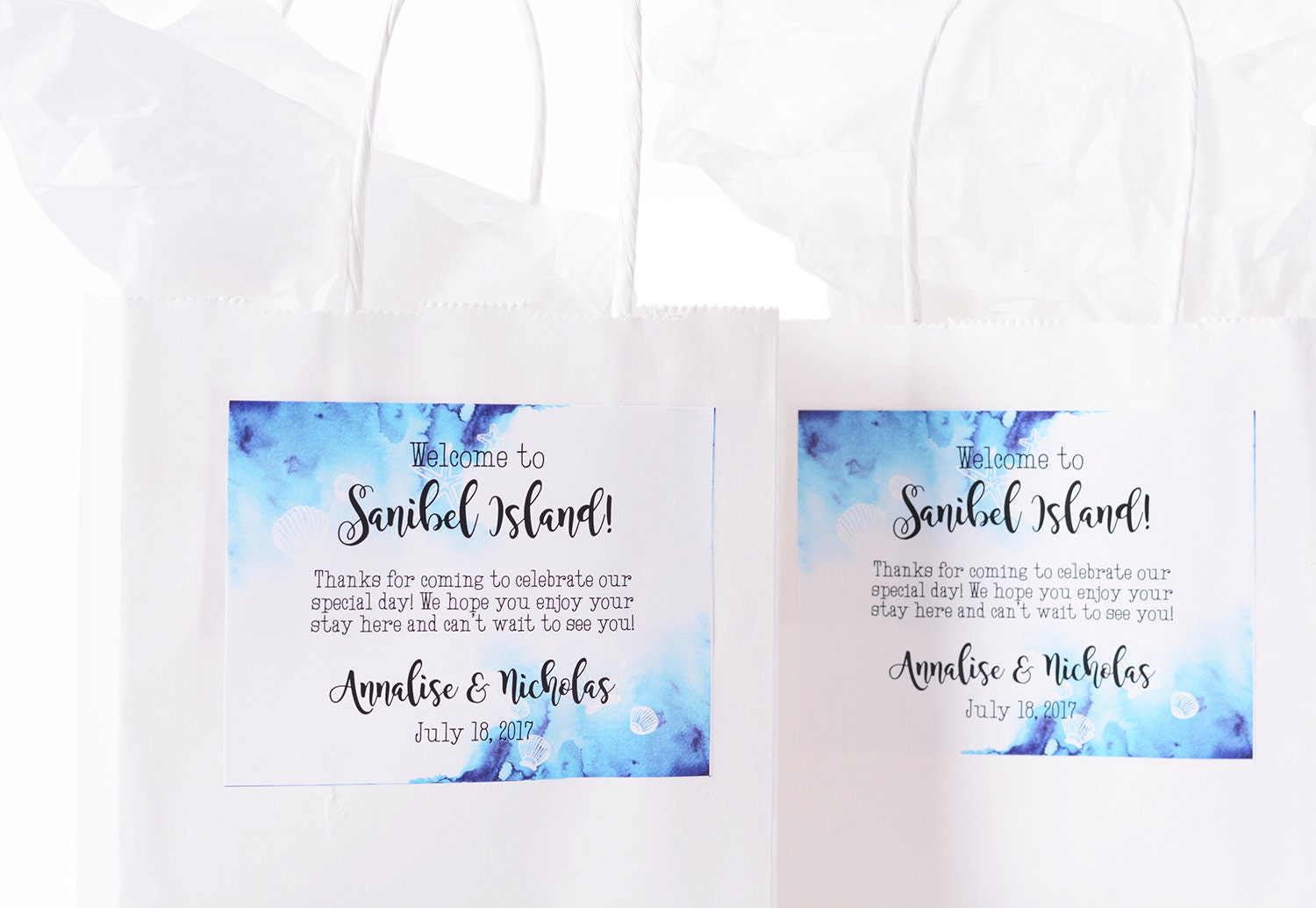 Beach Wedding Stickers - Labels Themed Favor For Weddings Tropical Sticker Wdib-174