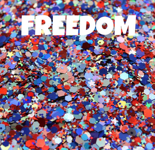 1Oz Chunky Blend Glitter, Mixed Size Mix, Polyester Glitter Mixes, Sold By The Ounce, Freedom Mix