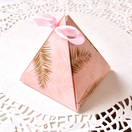 Pink Tropical Palm Gift Box, Set Of 12 Baby Shower Favor Boxes, Wedding Boxes
