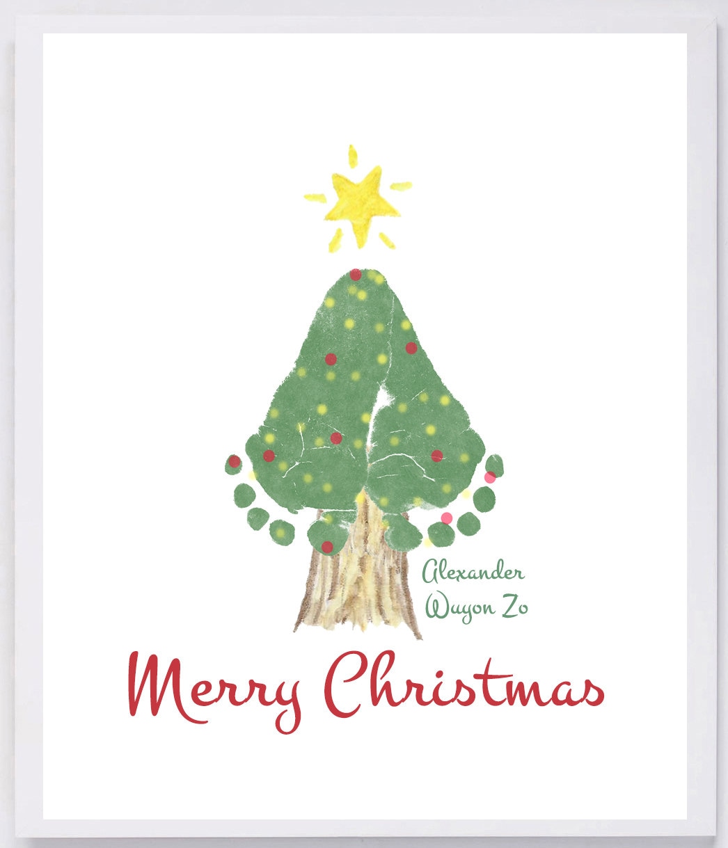Footprint Art, Grandma & Grandpa Christmas Gift, Baby's First Christmas, Baby Footprints, Christmas Tree Wall Art 302A Pap