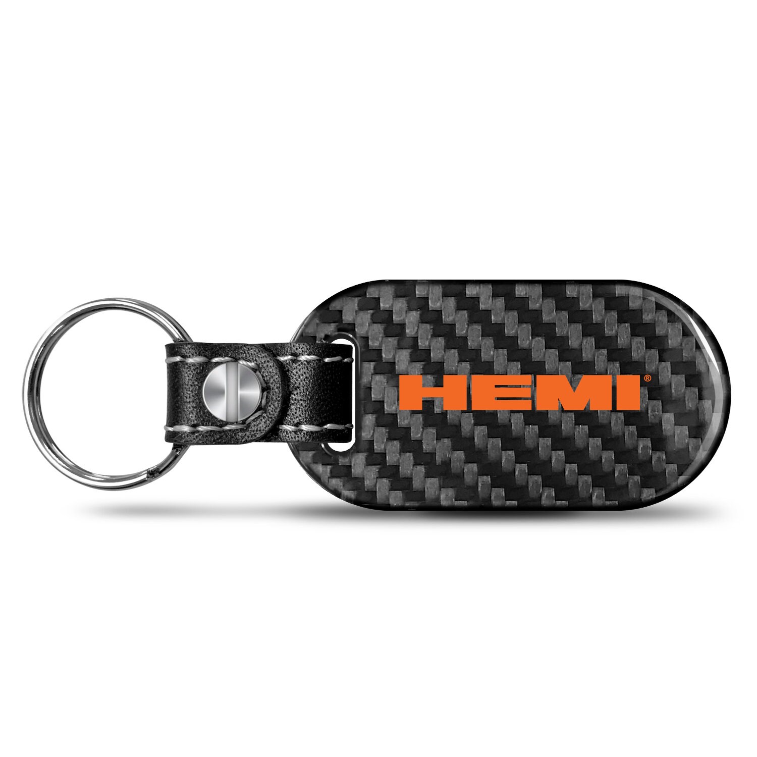 Hemi Logo Real Carbon Fiber Dog-Tag Style Key Chain Key-Ring For Dodge Jeep Ram