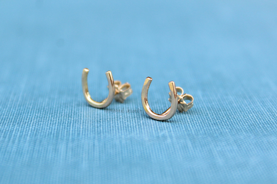 Gold Horseshoe Earring Studs, Rose Earrings, Ear Lucky Dainty Simple