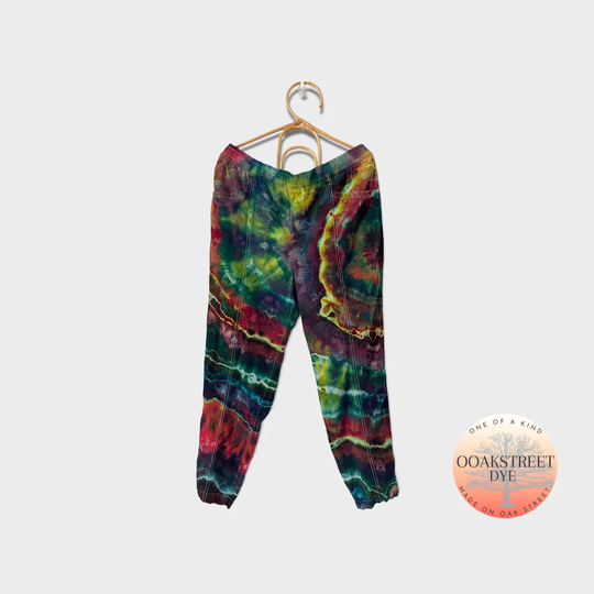 Women's Size M Tie Dye Linen Blend Pants, Ice Trousers, High Waisted Pants