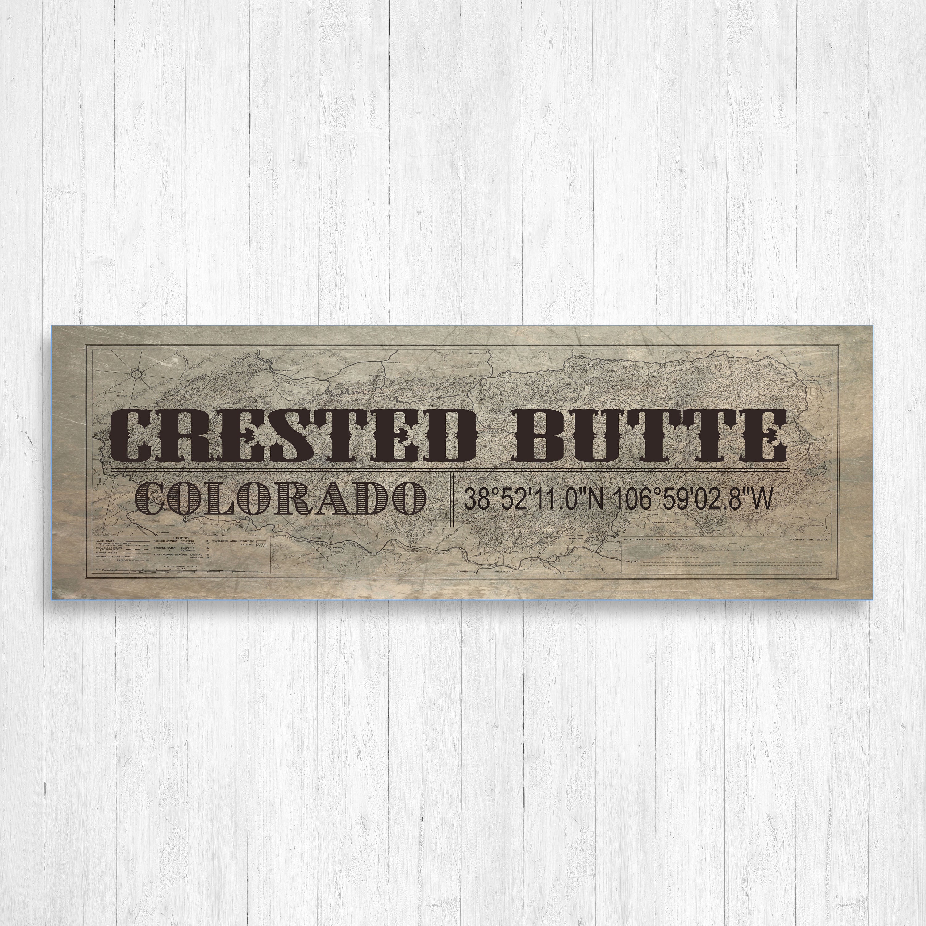 Crested Butte Colorado Wall Canvas, Vintage Town Mountain Town, Decor & Art