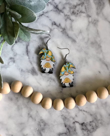 Lemon Gnome Earrings, Summer Earrings