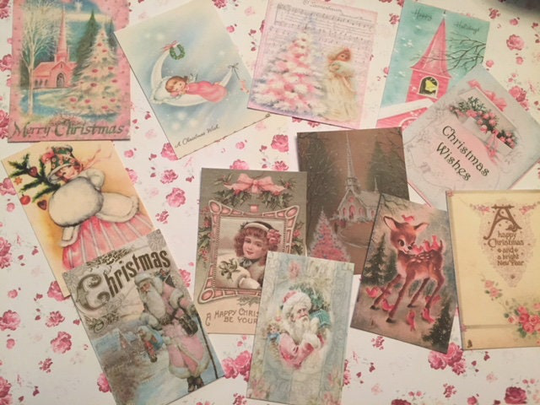 Christmas Die Cuts 36 Pink Adorable Cottage Style Cuts/Gift Tags-Shabby Christmas(C-12