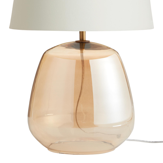 Amber Glass Cyra Table Lamp Base: Metallic/Orange/Yellow/Gold -