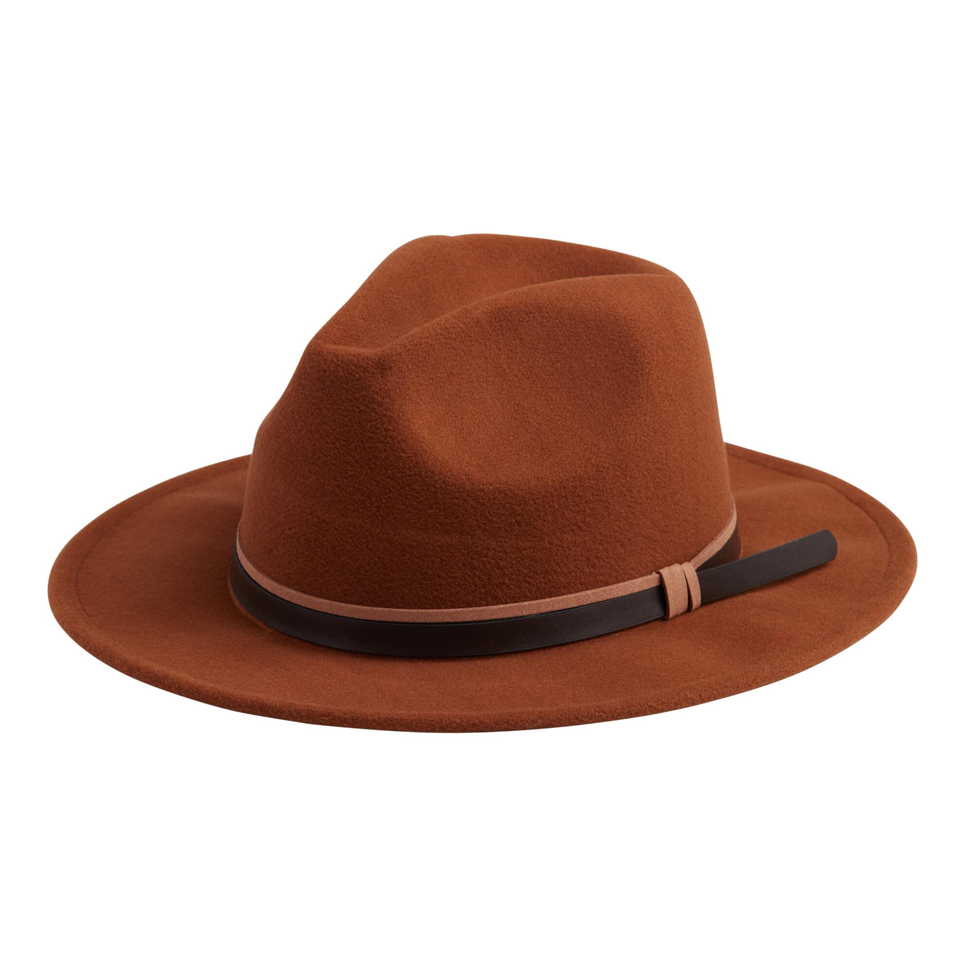 Cognac Wool Rancher Hat With Black And Tan Trim: Orange - Polyester by World Market
