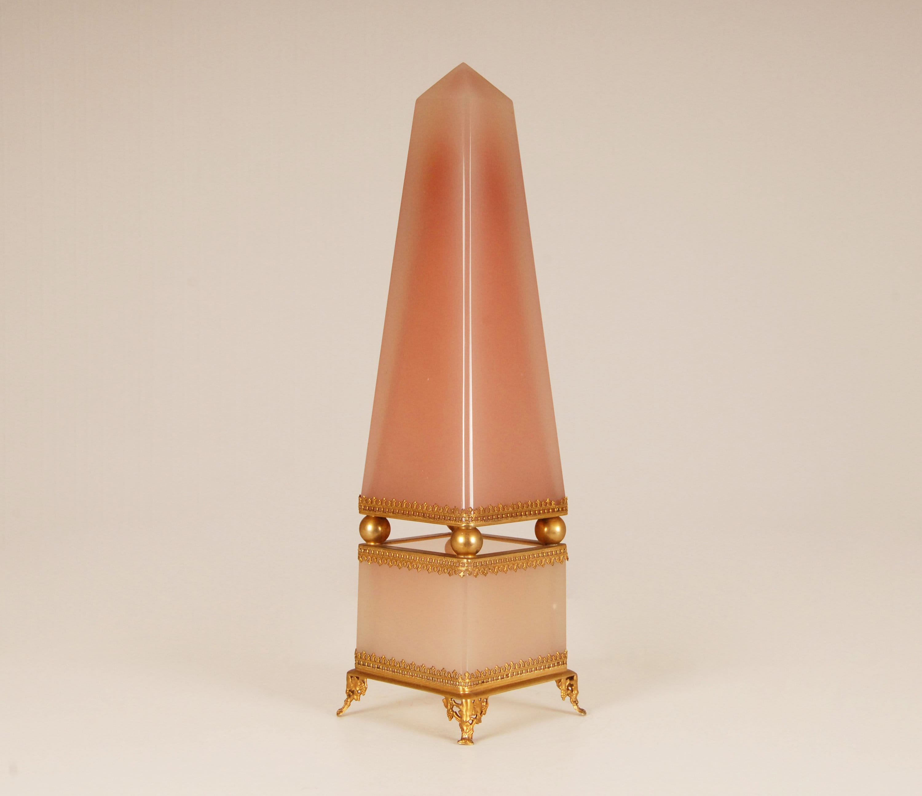 Obelisk Antique French Opaline Glass Obelisk Ormolu Bronze Mounted 19Th Century