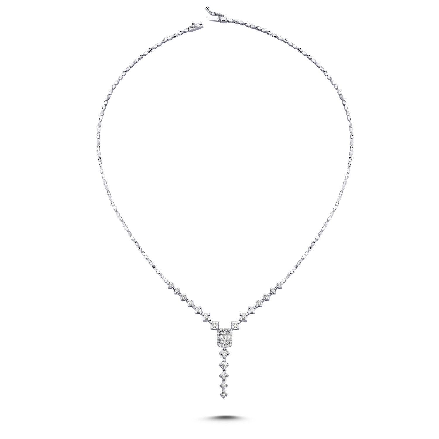 Diamond Drop Y Necklace, 1.08 Ct Lariat Cluster Necklace, Multi Stone Necklace, Bridal Jewelry, Water Necklace, Drop Necklace