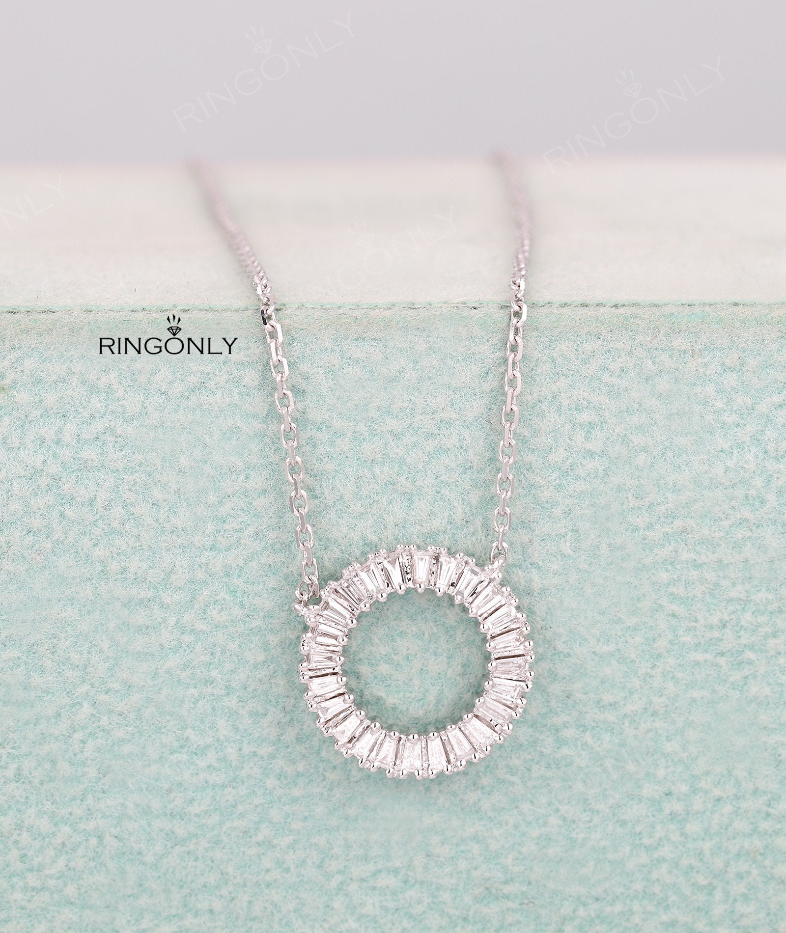 Round Diamond Pendant Necklace, Diamond Pendant, Charm Unique Engagement Simple Wedding Necklaces